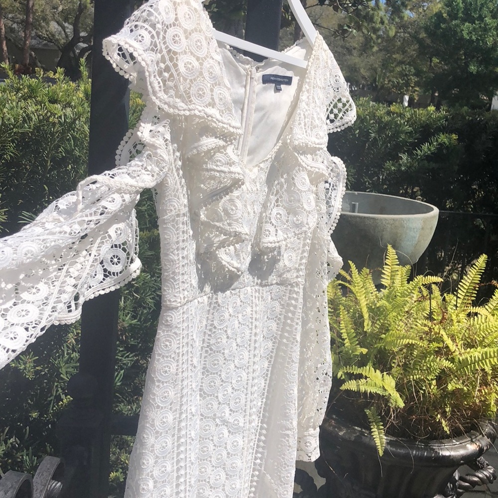 White French Connection lace dress.